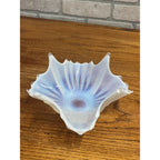 Vintage Fostoria Glass Bowl Heirloom White Opalescent Crinkle Handkerchief Dish