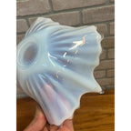 Vintage Fostoria Glass Bowl Heirloom White Opalescent Crinkle Handkerchief Dish