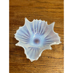 Vintage Fostoria Glass Bowl Heirloom White Opalescent Crinkle Handkerchief Dish