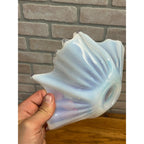 Vintage Fostoria Glass Bowl Heirloom White Opalescent Crinkle Handkerchief Dish
