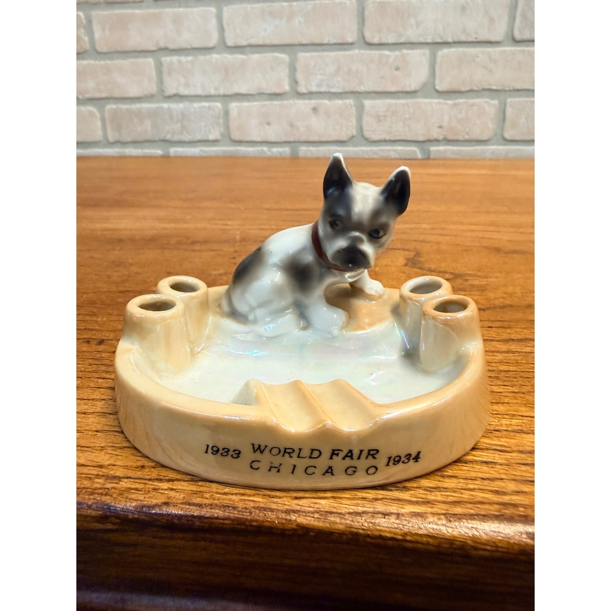 Vintage Dog Ashtray 1933 Chicago Century of Progress Worlds Fair Japan
