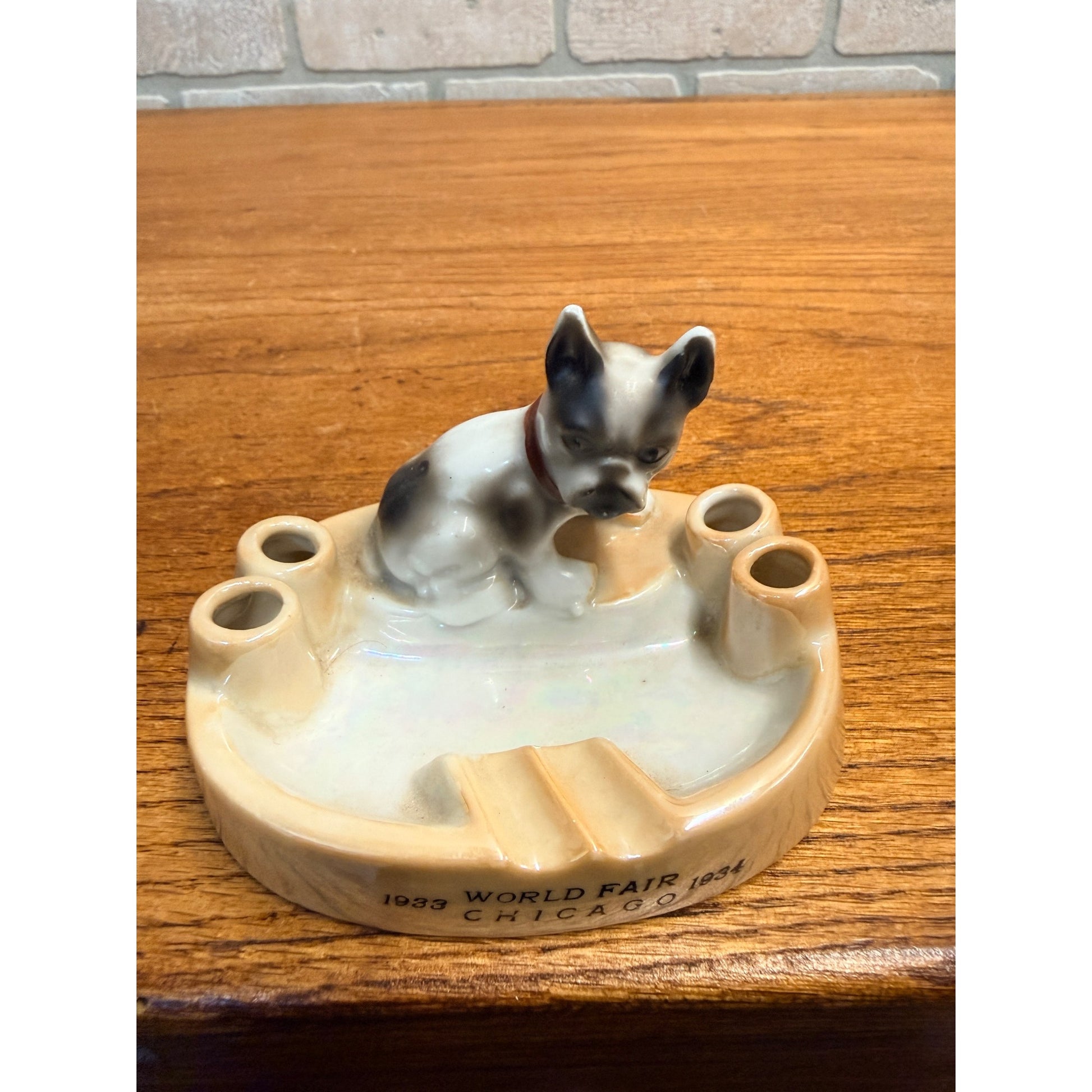 Vintage Dog Ashtray 1933 Chicago Century of Progress Worlds Fair Japan