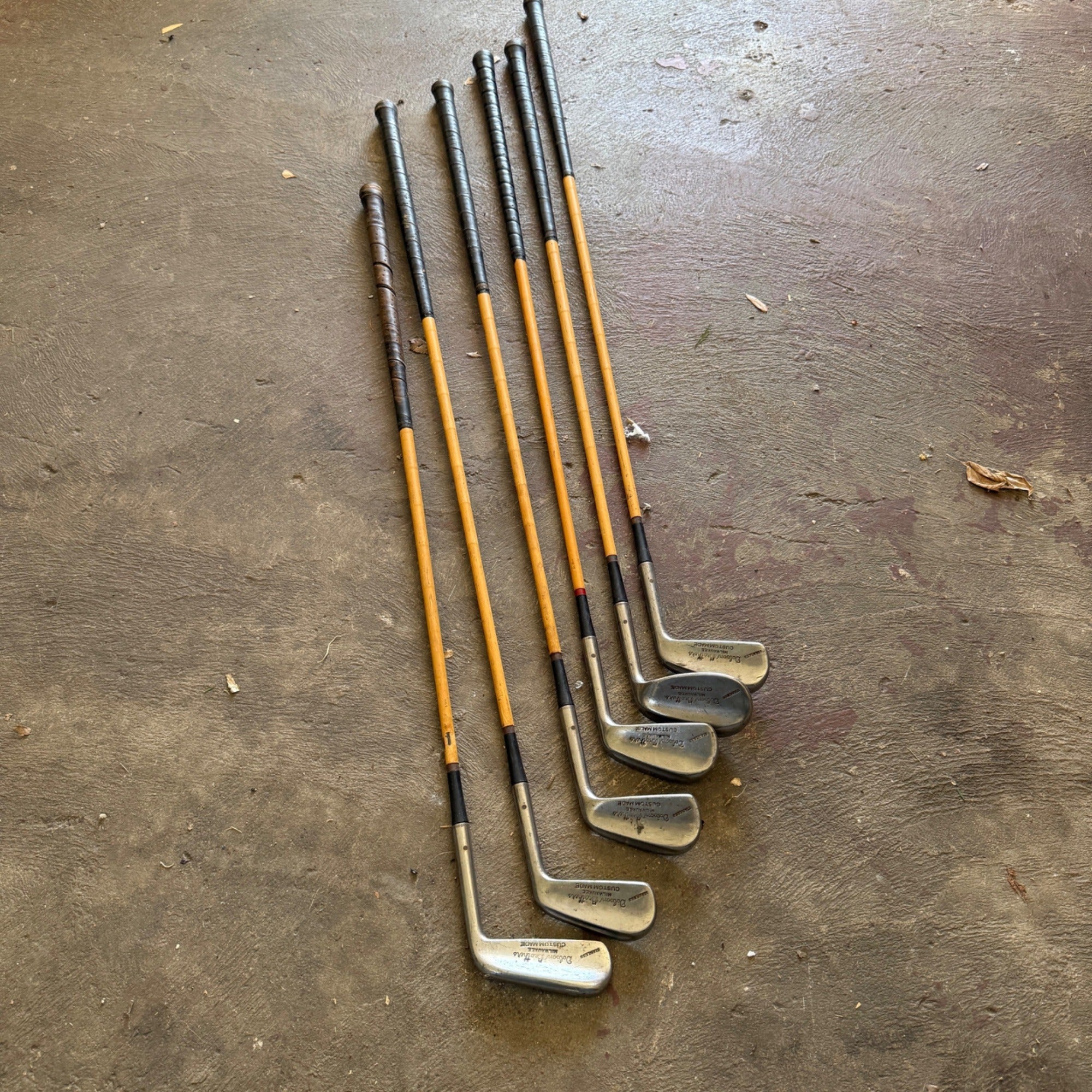 Vintage Dobson Brothers Milwaukee Hickory Shaft Golf Club Iron Set of 6 Antique Golf