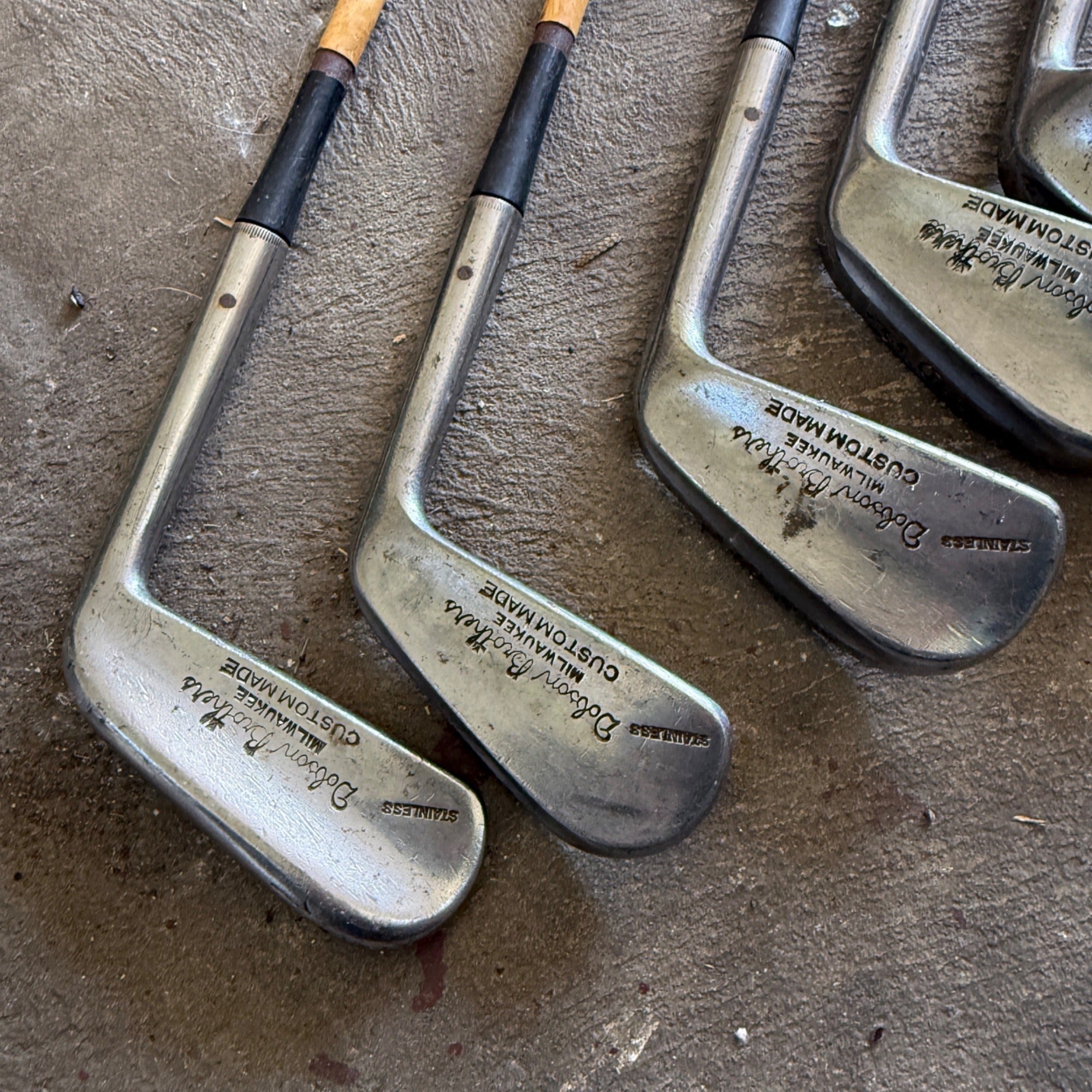 Vintage Dobson Brothers Milwaukee Hickory Shaft Golf Club Iron Set of 6 Antique Golf