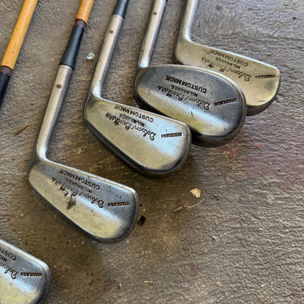 Vintage Dobson Brothers Milwaukee Hickory Shaft Golf Club Iron Set of 6 Antique Golf
