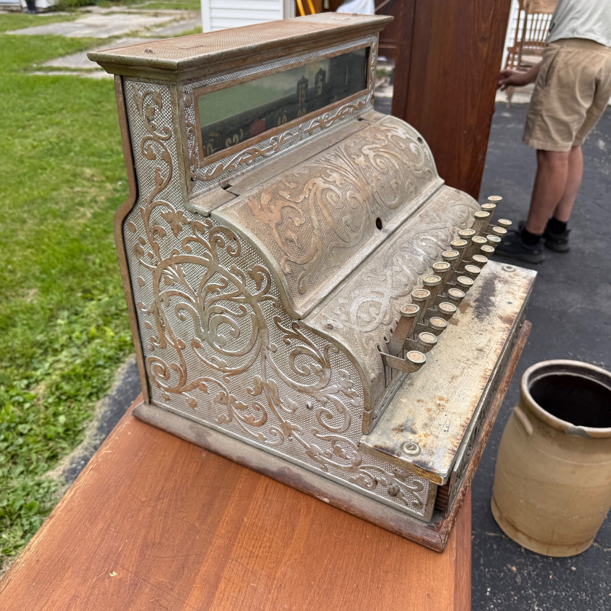 Antique Michigan Brand Nickel-Plated Brass Cash Register General Store