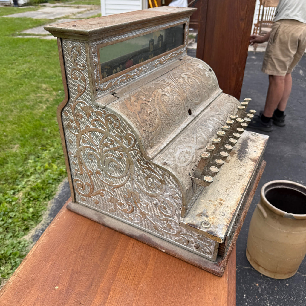 Antique Michigan Brand Nickel-Plated Brass Cash Register General Store
