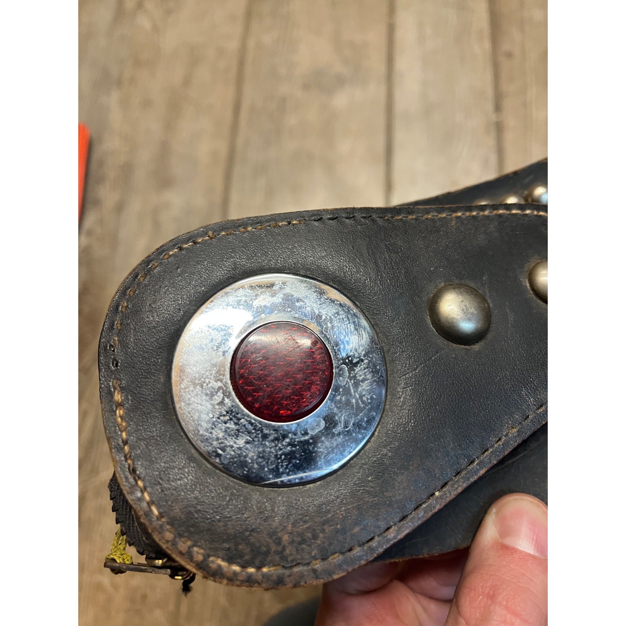 Original Vintage 1930s Leather Motorcycle Kidney Belts Folk Art Americana Garage