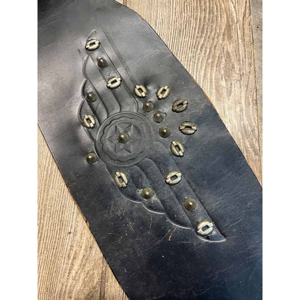 Original Vintage 1930s Leather Motorcycle Kidney Belts Folk Art Americana Garage