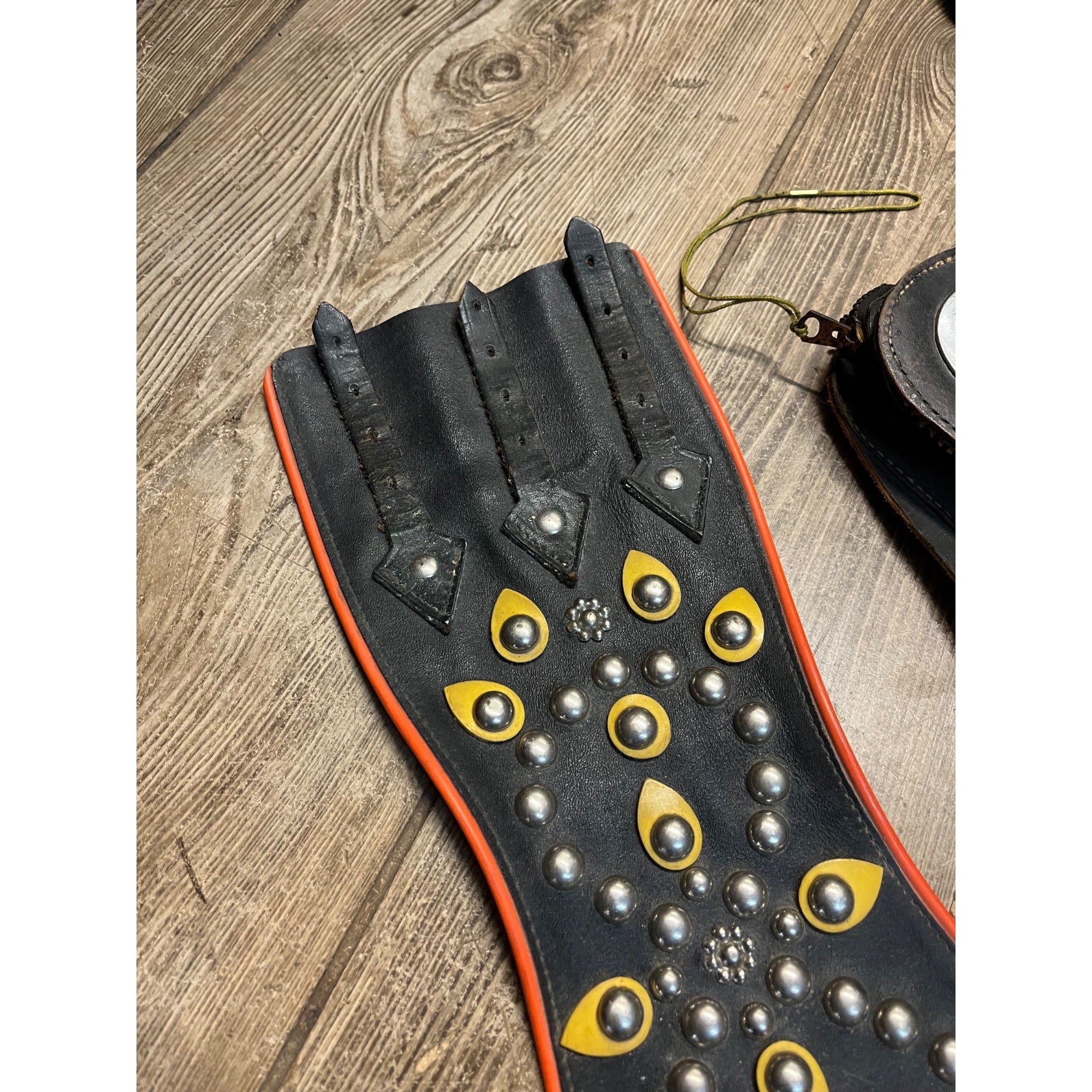 Original Vintage 1930s Leather Motorcycle Kidney Belts Folk Art Americana Garage