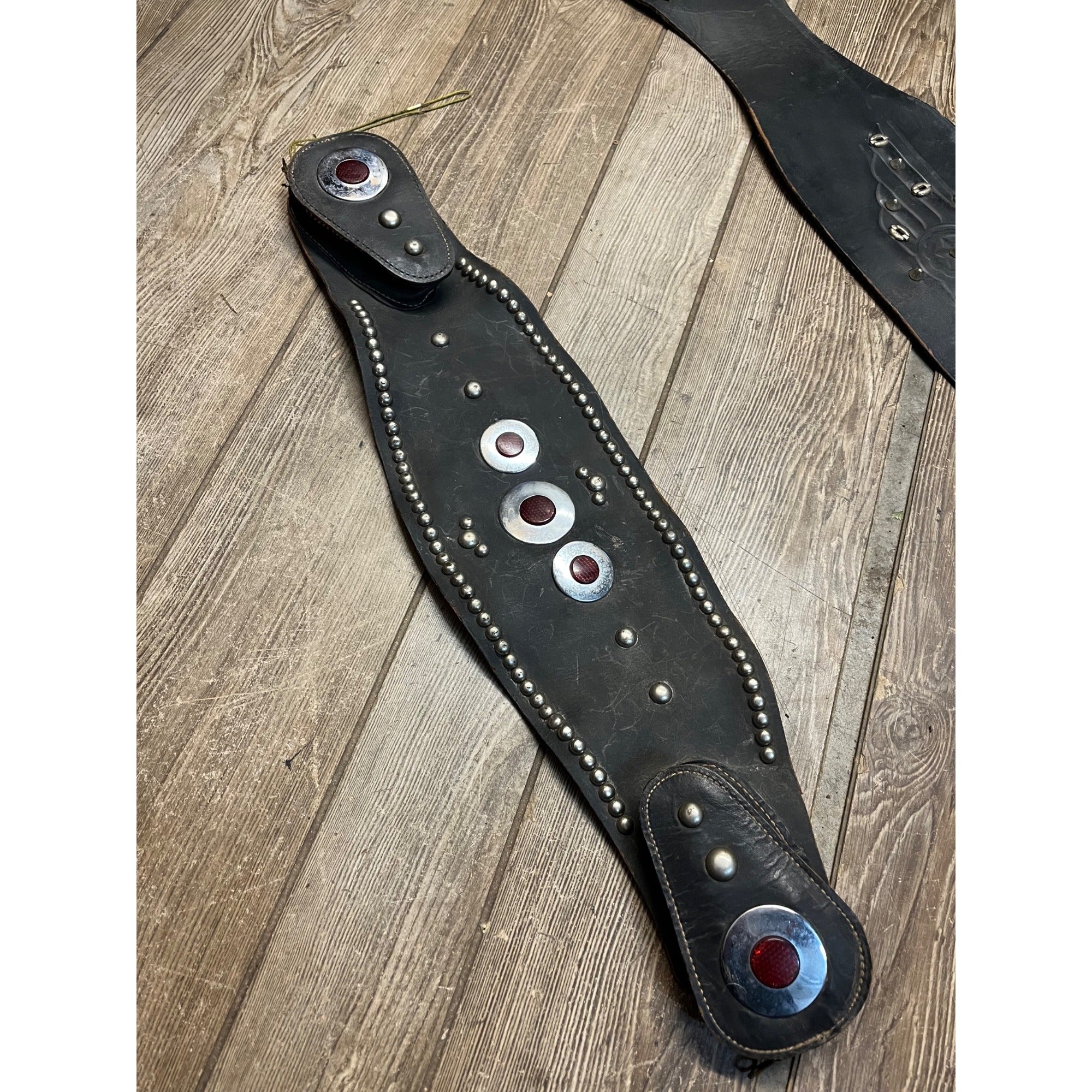 Original Vintage 1930s Leather Motorcycle Kidney Belts Folk Art Americana Garage