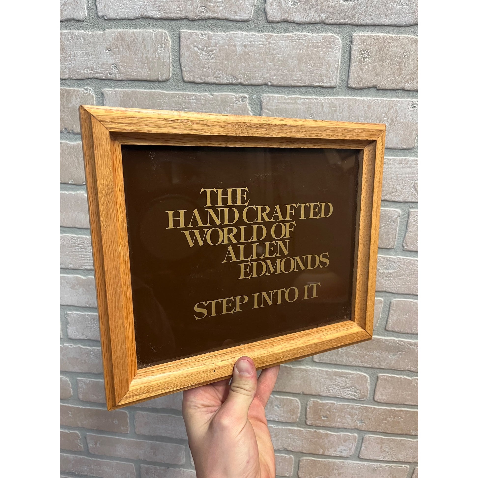 Vintage Allen Edmonds Shoes Retail Store Wood Framed Display Wall Hanging Sign