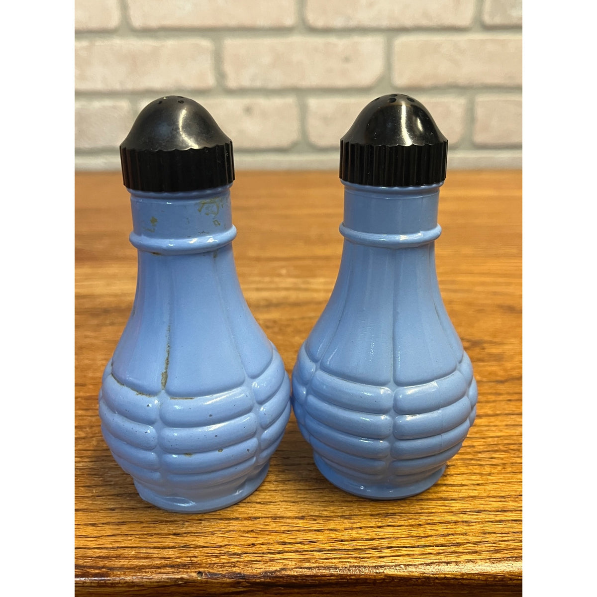 Vintage Euclid Coffee Grenade Style Salt Pepper Shakers Blue