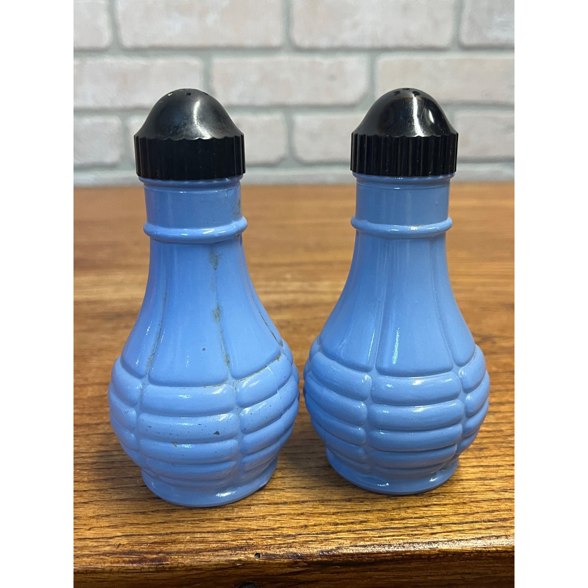 Vintage Euclid Coffee Grenade Style Salt Pepper Shakers Blue