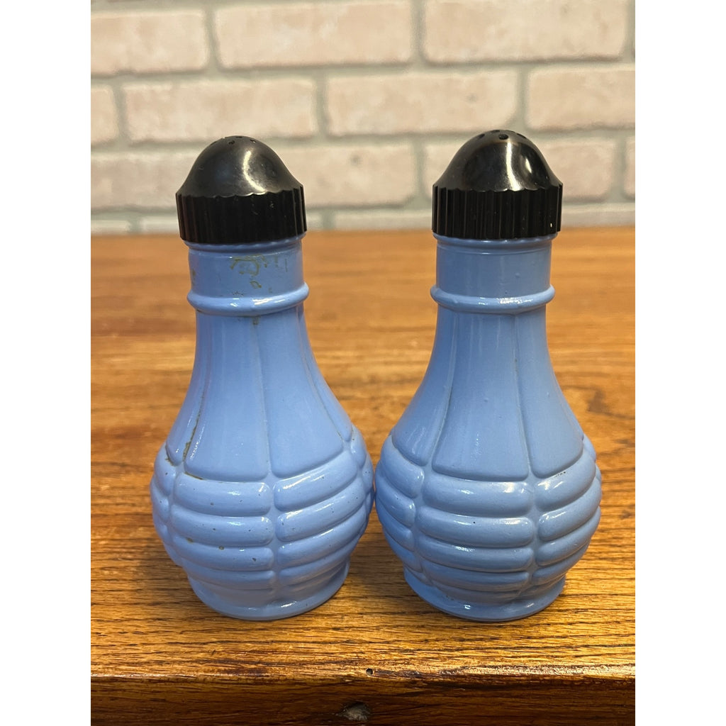 Vintage Euclid Coffee Grenade Style Salt Pepper Shakers Blue
