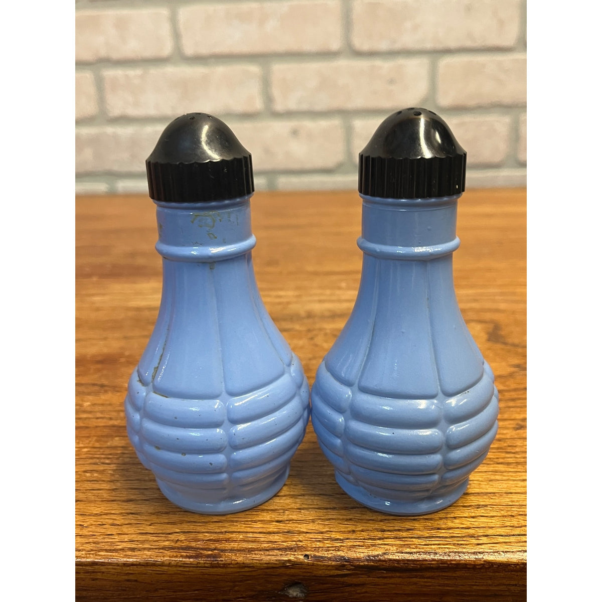 Vintage Euclid Coffee Grenade Style Salt Pepper Shakers Blue