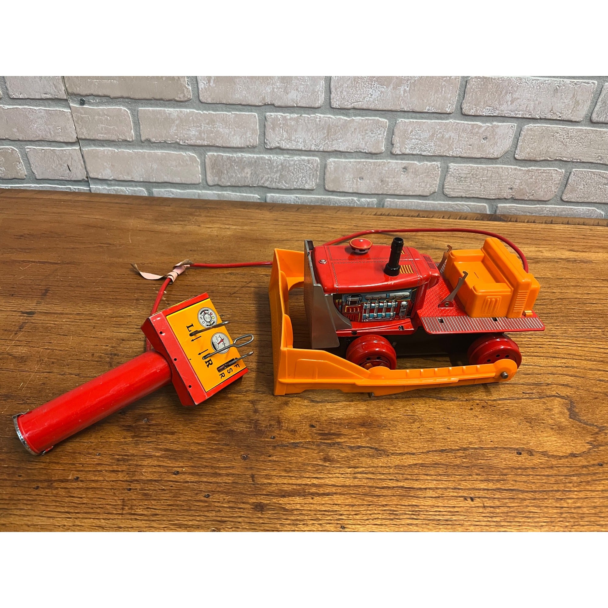 Vintage 1960s Cragston Tin Litho Bulldozer Battery Operated Toy - Japan