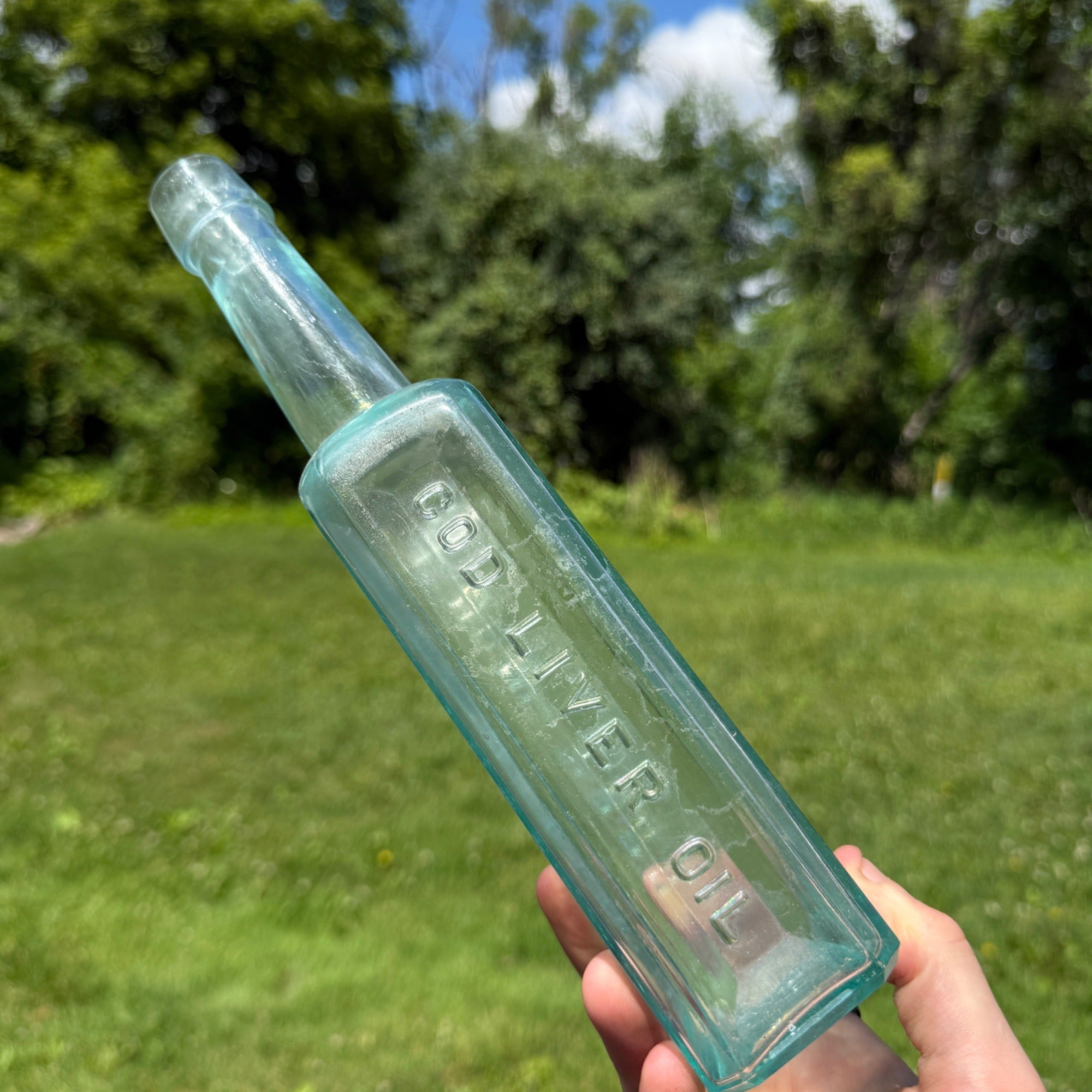 Lanman & Kemp Aqua Cod Liver Oil Bottle New York, Early Ca. 1890 type bottle