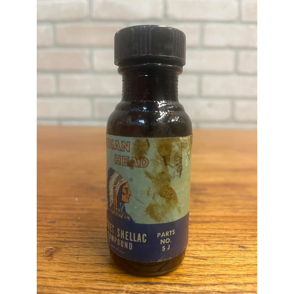 Vintage Indian Head Gasket Shellac Compound 2 oz Bottle w/ Lid