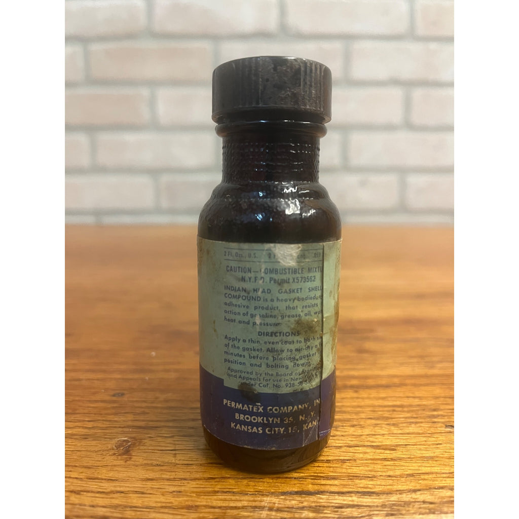 Vintage Indian Head Gasket Shellac Compound 2 oz Bottle w/ Lid