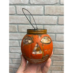 Vintage 1920s Halloween Glass Jack O Lantern JOL Candy Container FULL