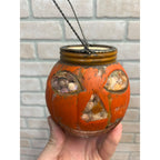 Vintage 1920s Halloween Glass Jack O Lantern JOL Candy Container FULL
