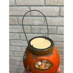 Vintage 1920s Halloween Glass Jack O Lantern JOL Candy Container FULL