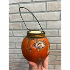 Vintage 1920s Halloween Glass Jack O Lantern JOL Candy Container FULL