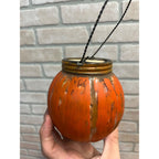 Vintage 1920s Halloween Glass Jack O Lantern JOL Candy Container FULL