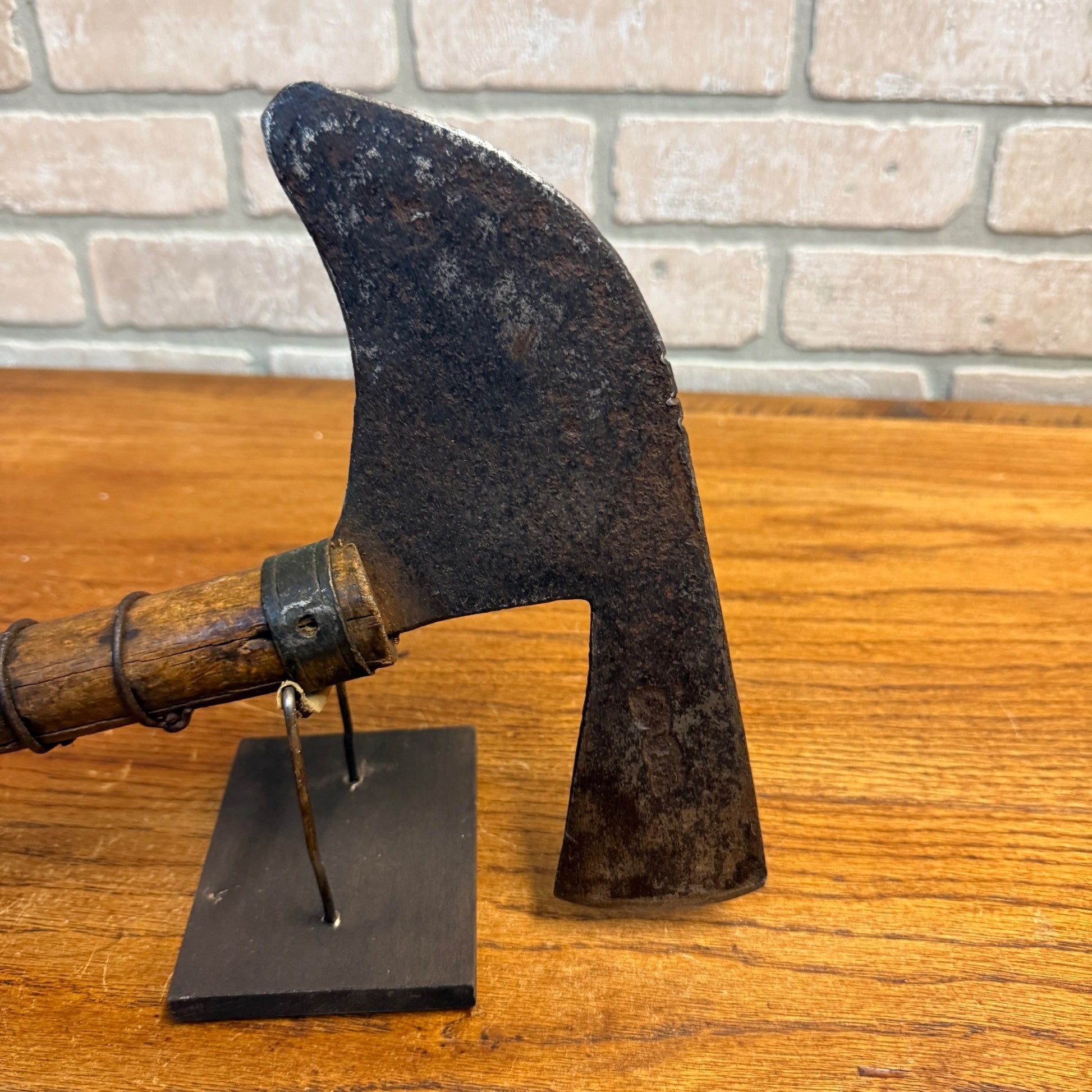 Original Antique 17th Century European Forged Iron Axe w/ Wood Handle