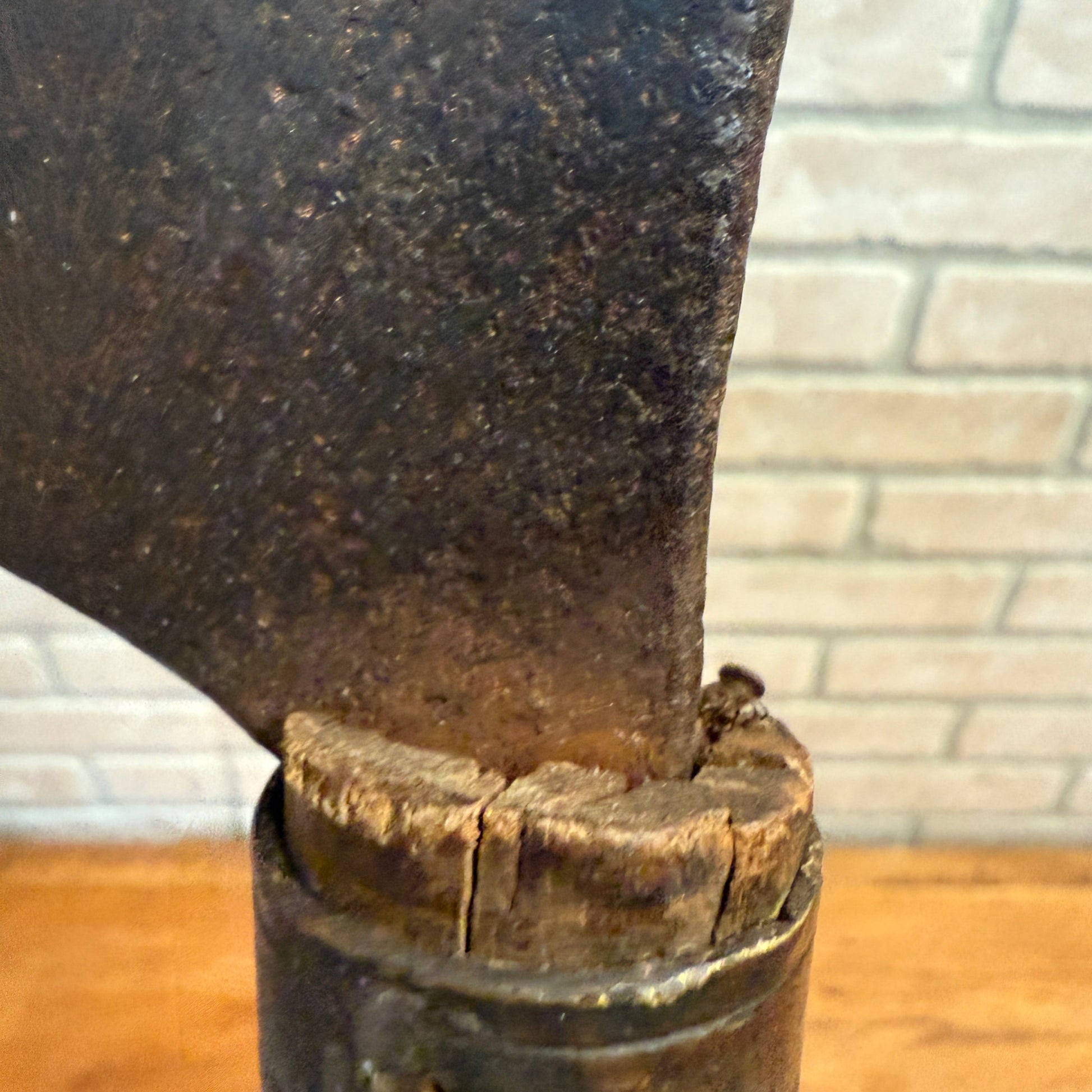 Original Antique 17th Century European Forged Iron Axe w/ Wood Handle