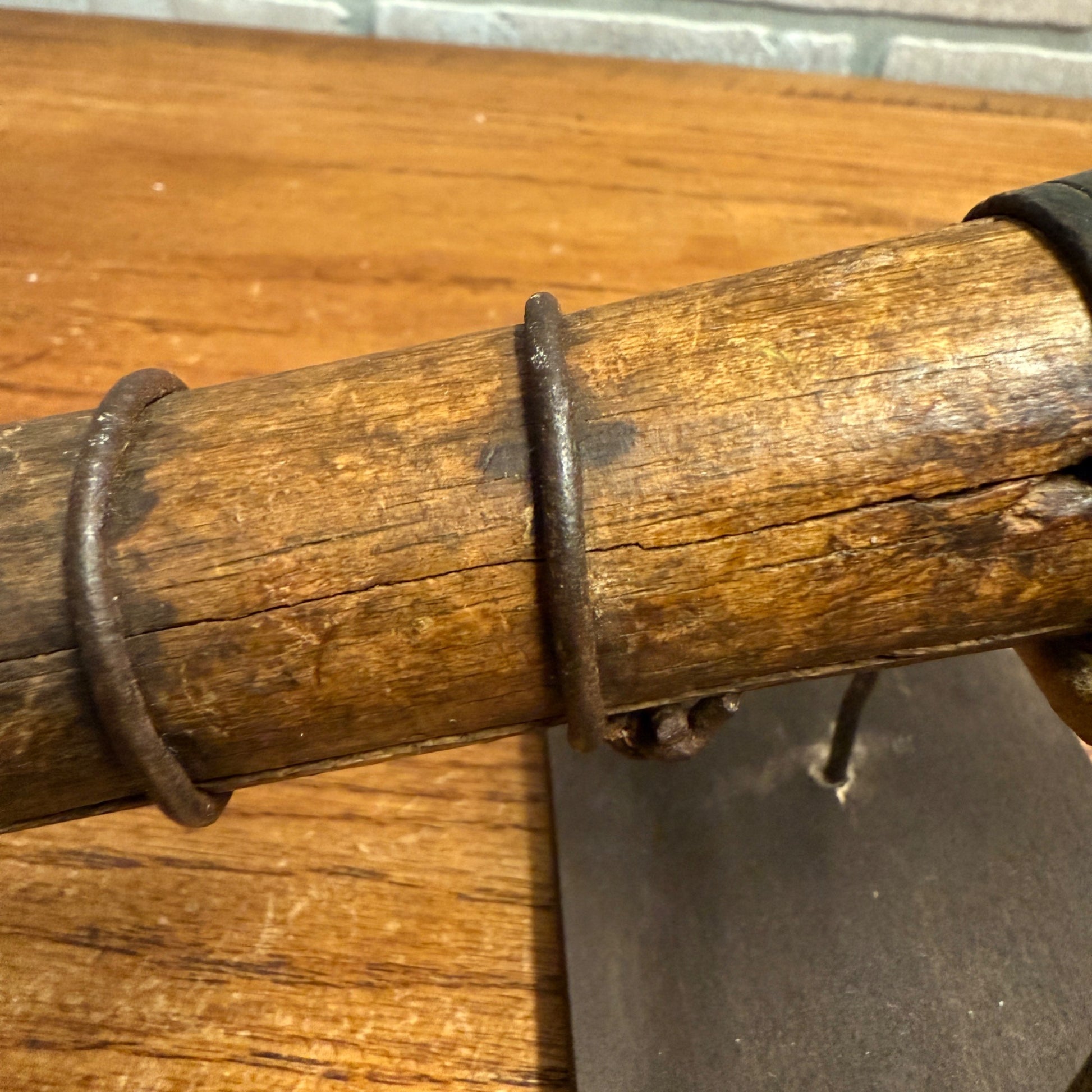 Original Antique 17th Century European Forged Iron Axe w/ Wood Handle