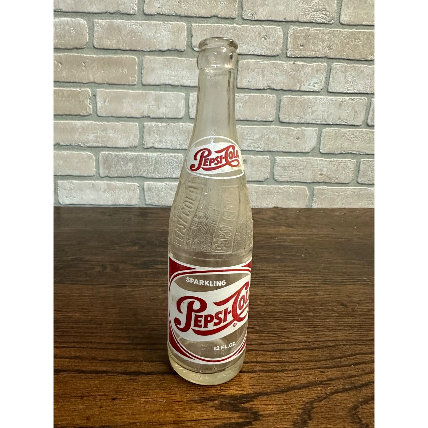 Vintage 1950s Pepsi Cola 12oz Glass Red White Soda Bottle - Petersburg West VA