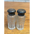 Vintage Sterling Silver Cut out Stars Salt & Pepper Shakers Set 2 Cut Glass