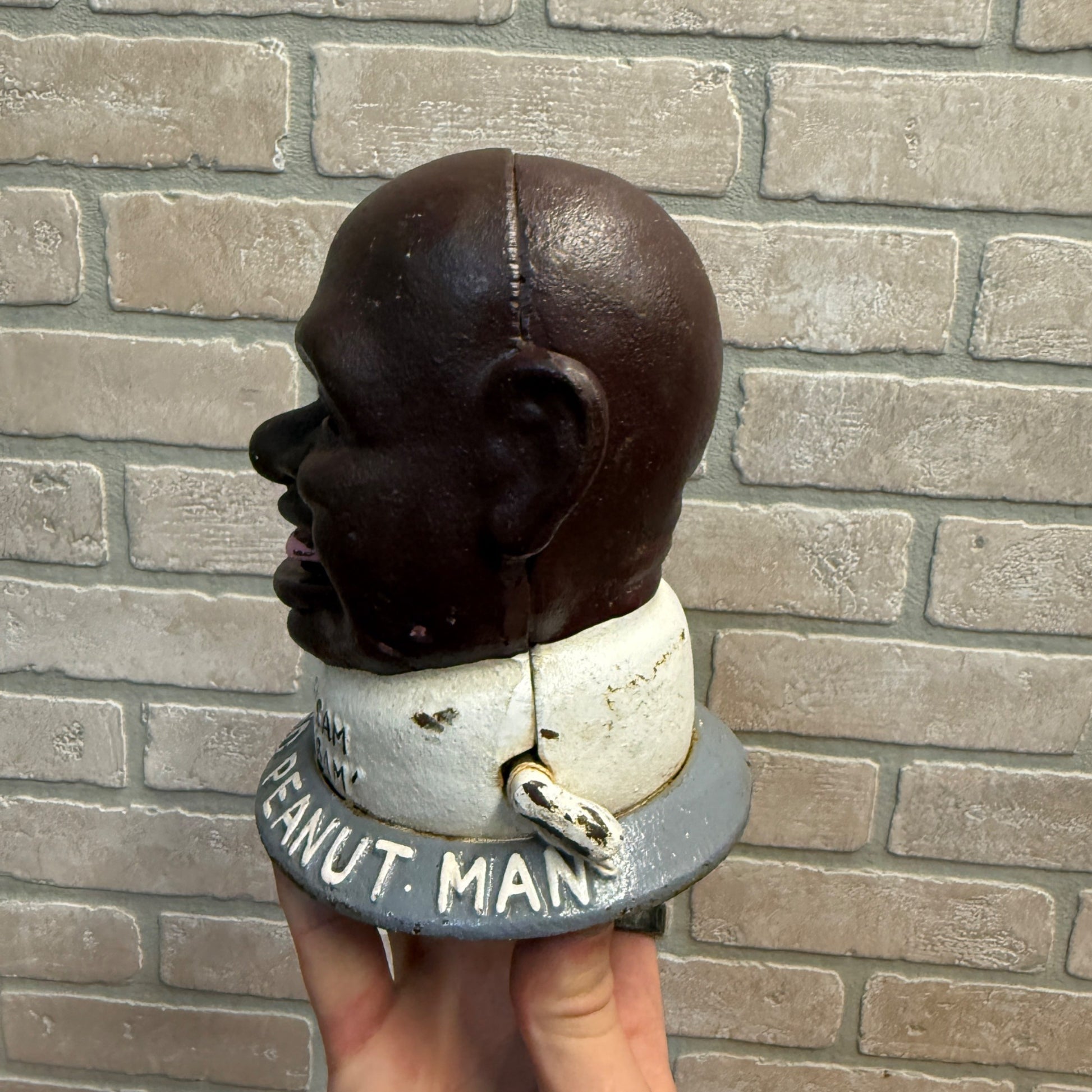 Salted Peanut Man Smilin Sam from Cast Iron Coin Bank 6" Alabama