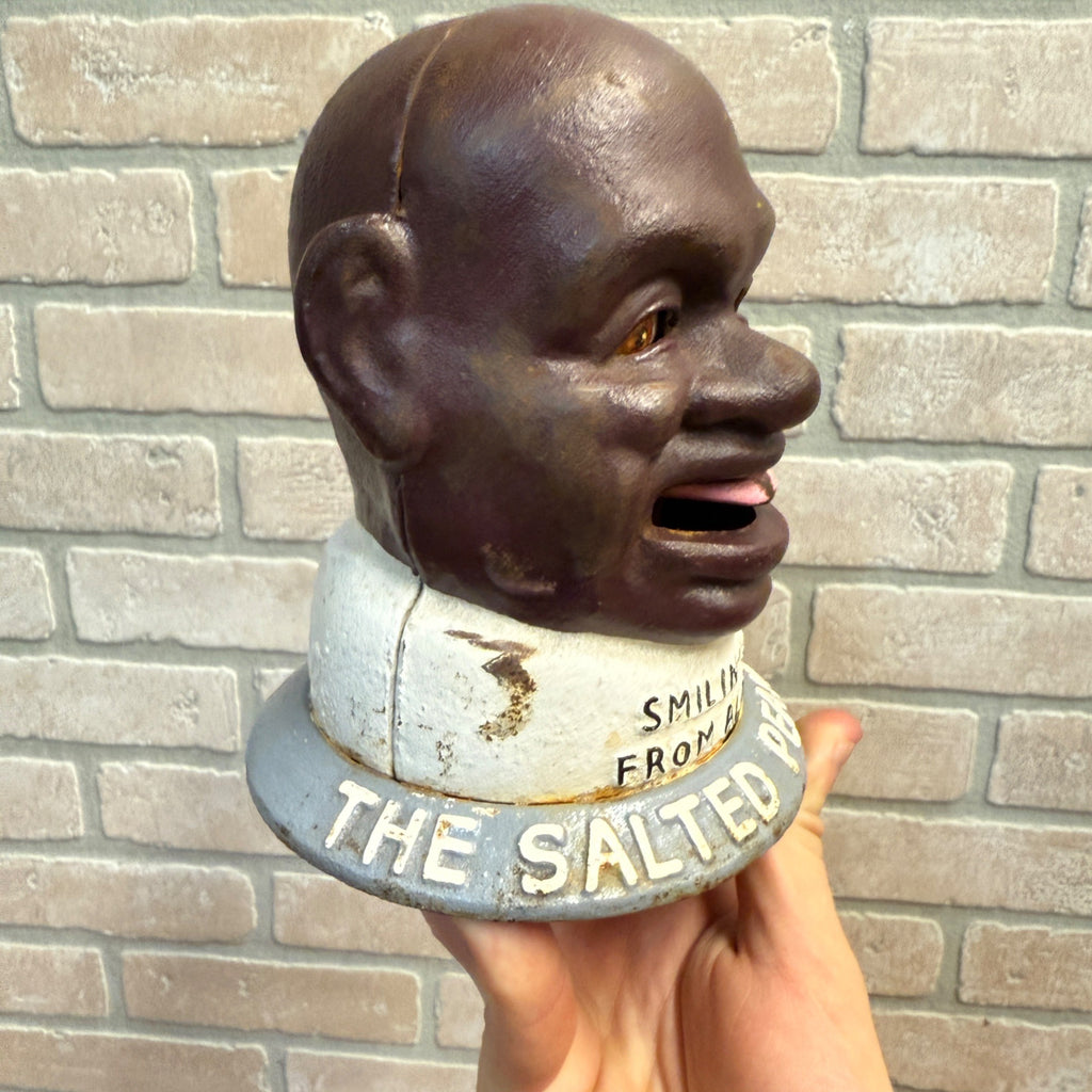 Salted Peanut Man Smilin Sam from Cast Iron Coin Bank 6" Alabama