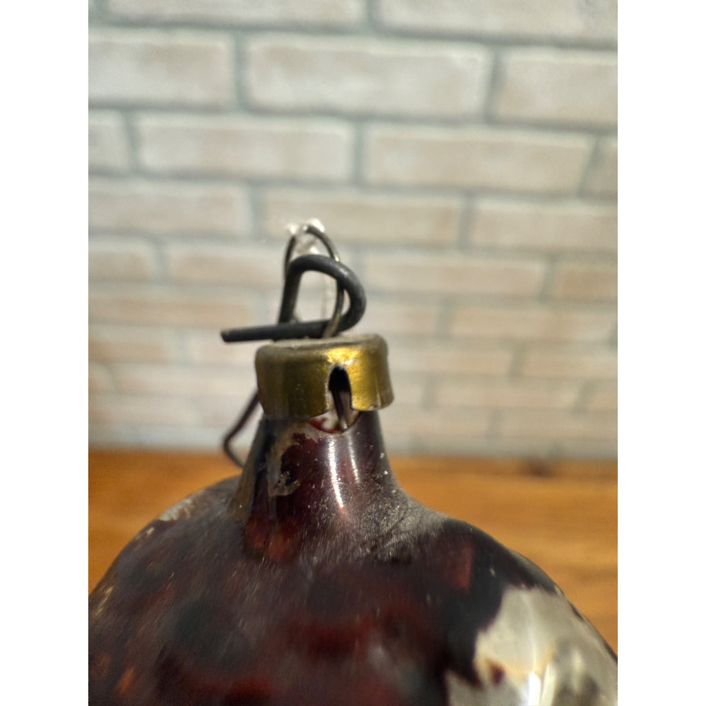 Antique Mercury Glass House w/ Pine Tree Christmas Ornament  German