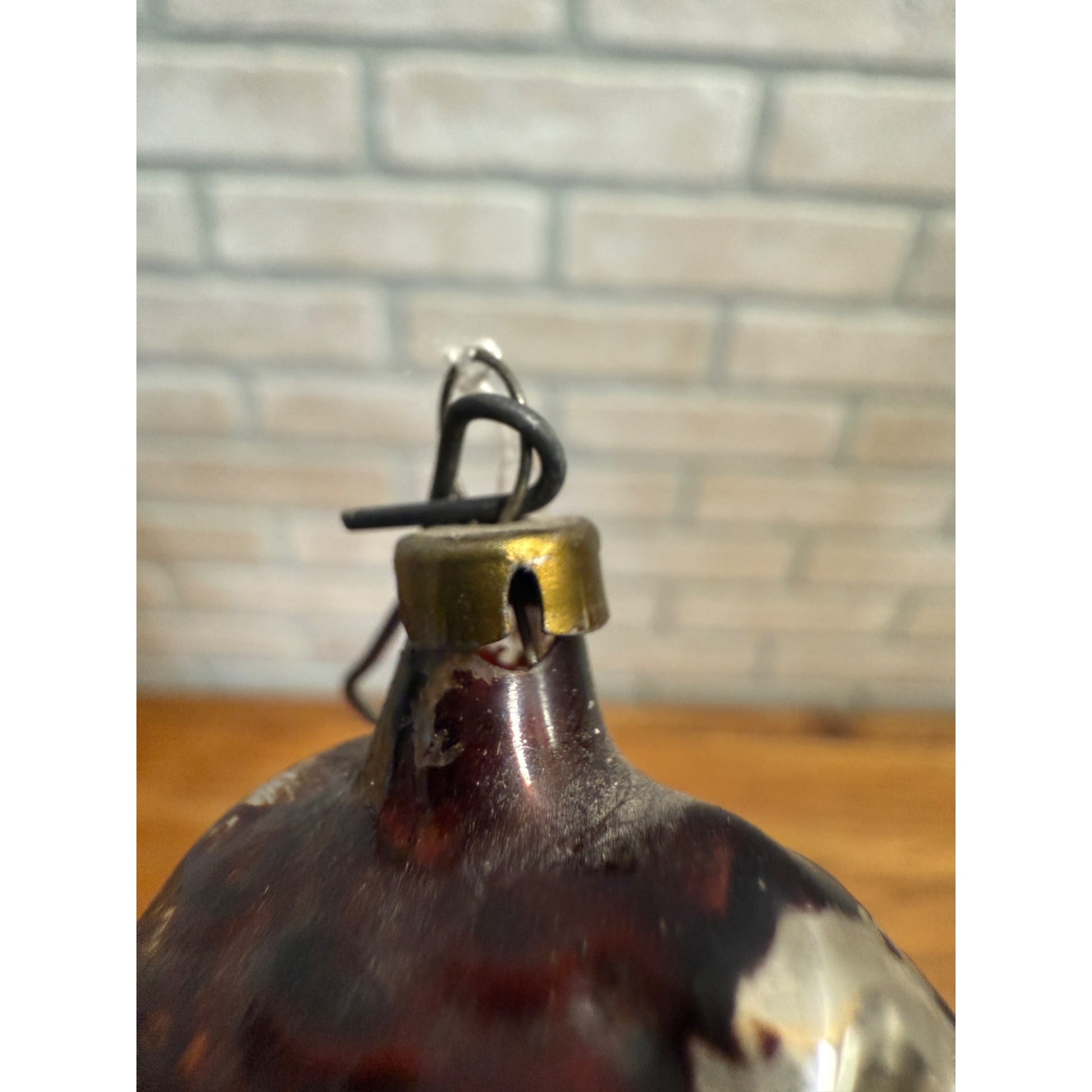 Antique Mercury Glass House w/ Pine Tree Christmas Ornament  German