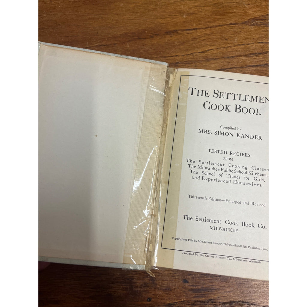Vintage 1924 The Settlement Cook Book Hardcover Recipes Mrs Simon Kander