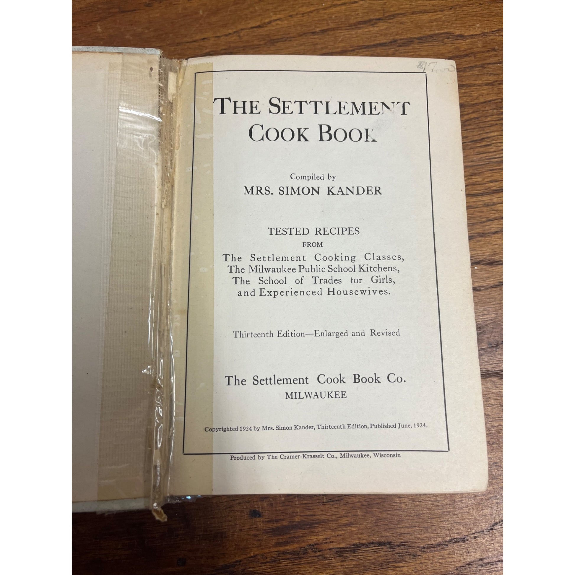 Vintage 1924 The Settlement Cook Book Hardcover Recipes Mrs Simon Kander
