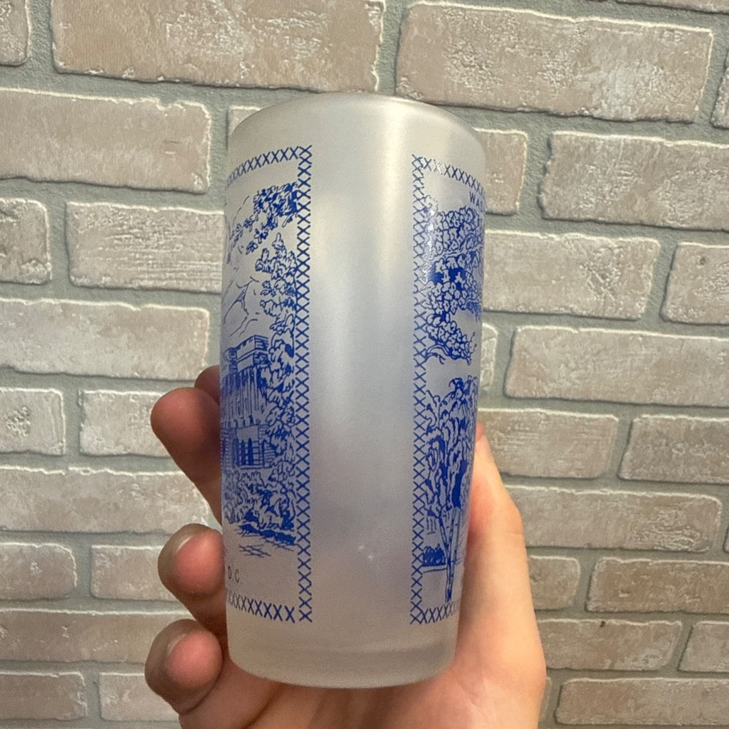 Vintage Frosted Drinking Glass Washington, D.C. United State's Capitol and Washington Monument.