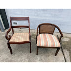 Vintage Mid-Century Wooden Accent Chairs  - Cane Back & Armchair