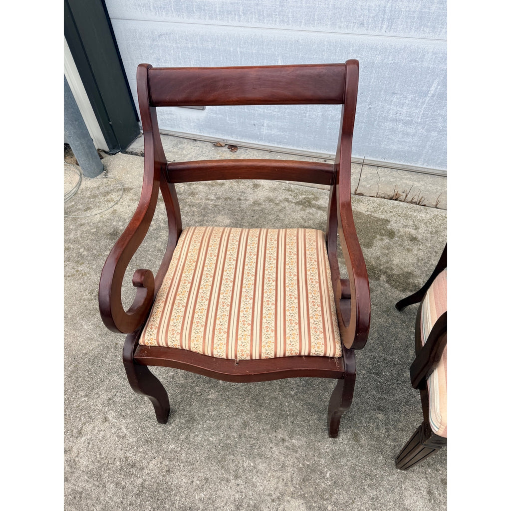 Vintage Mid-Century Wooden Accent Chairs  - Cane Back & Armchair
