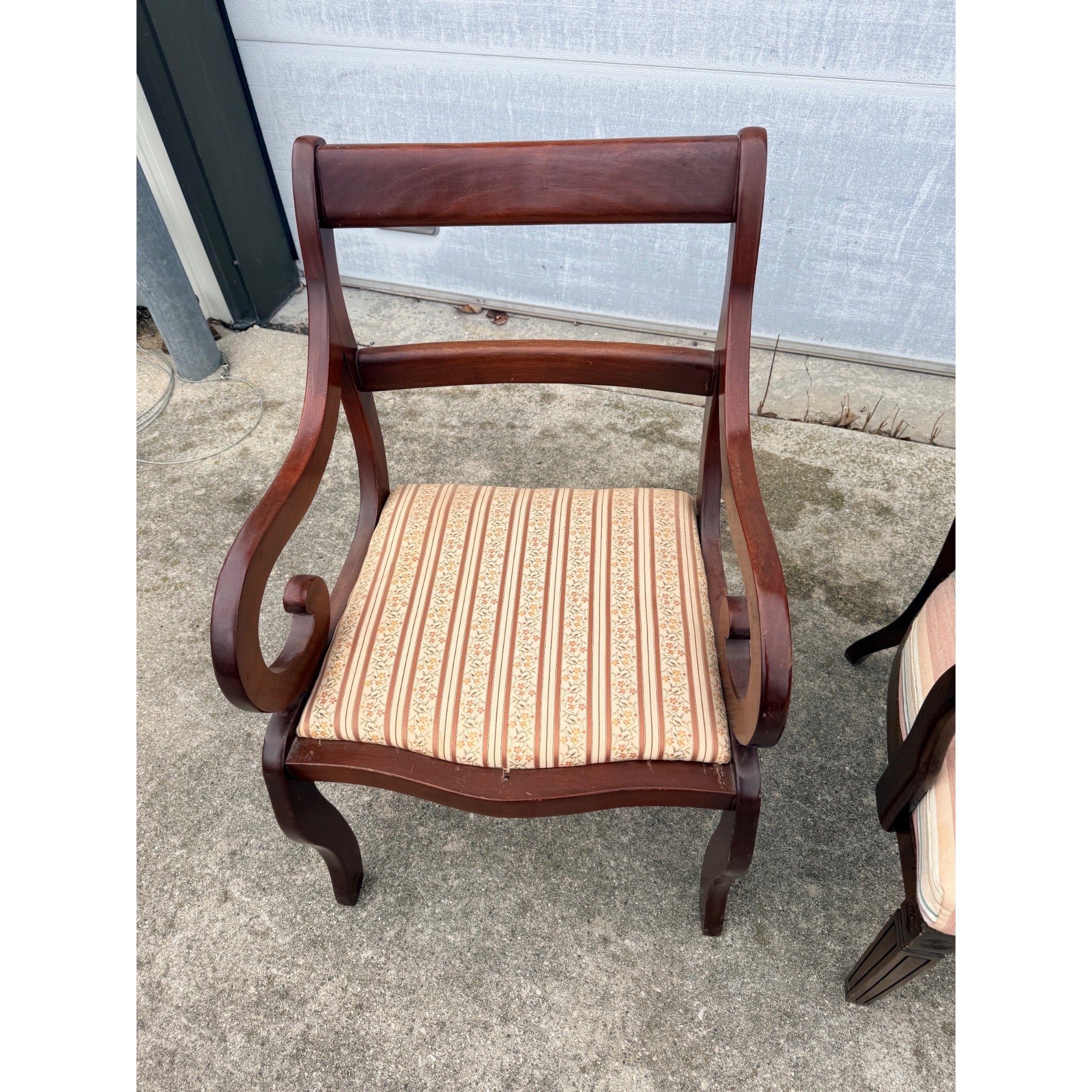 Vintage Mid-Century Wooden Accent Chairs  - Cane Back & Armchair