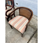 Vintage Mid-Century Wooden Accent Chairs  - Cane Back & Armchair