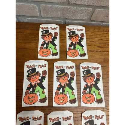 Vintage 1980s Halloween Scarecrow & JOL Trick or Treat Candy Bags Fun World