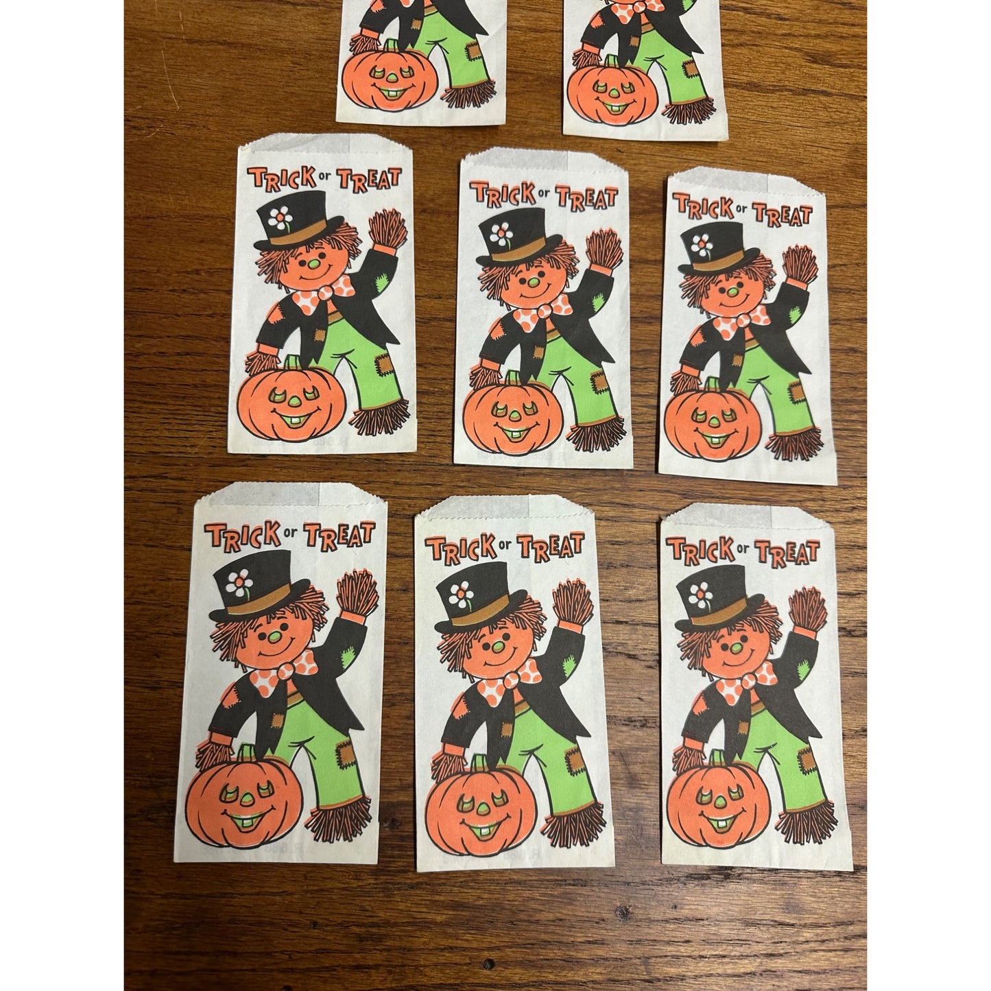 Vintage 1980s Halloween Scarecrow & JOL Trick or Treat Candy Bags Fun World