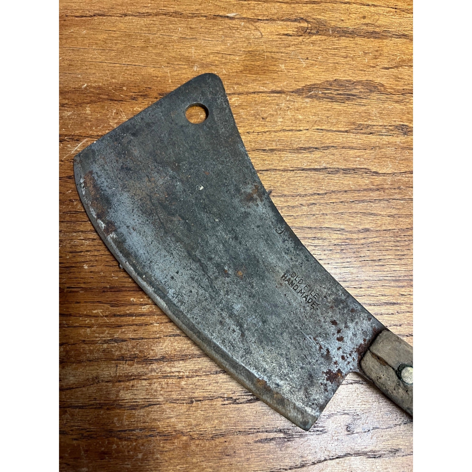 Vintage Antique Old File Handmade Cleaver #9 Carbon Steel Butcher Knife Restore