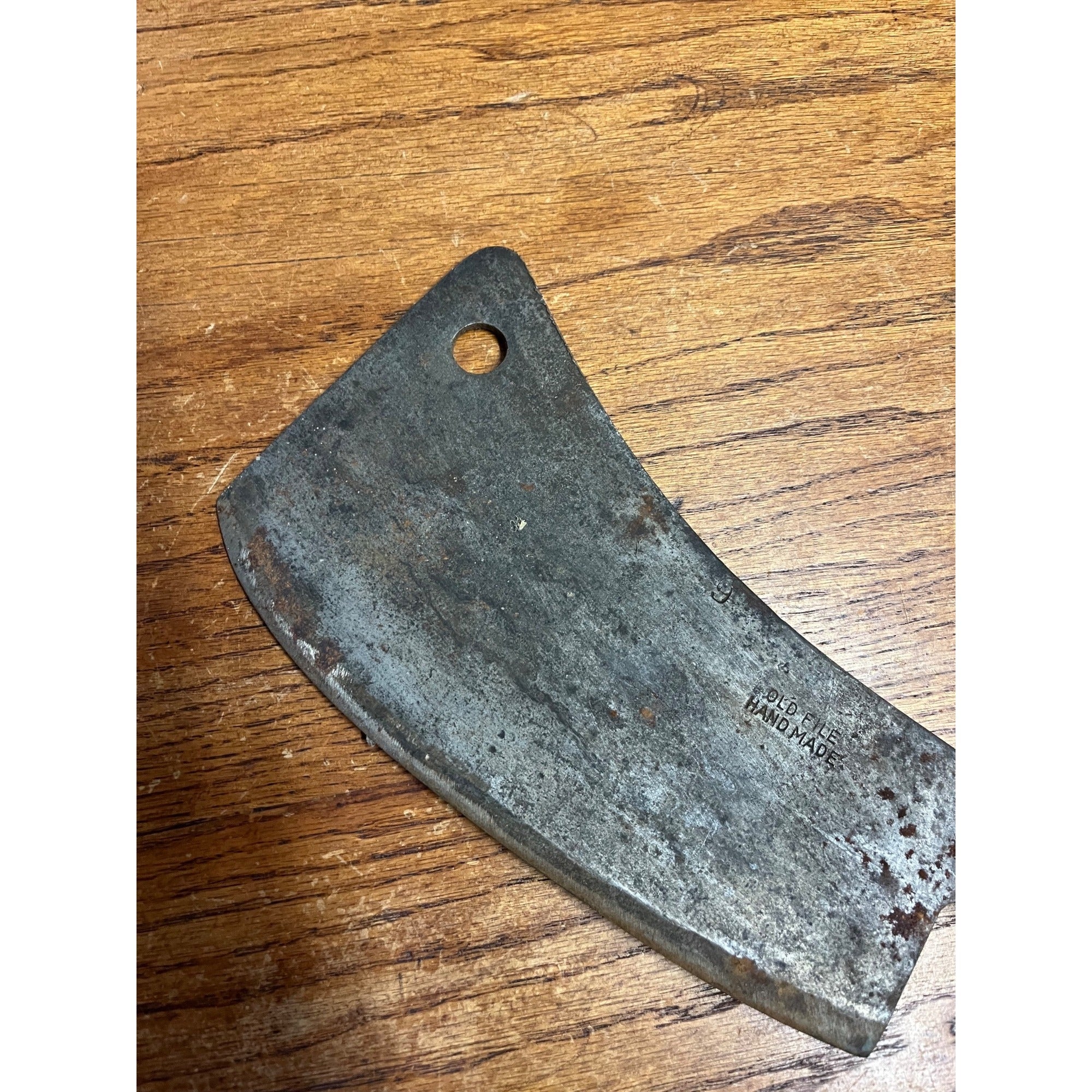 Vintage Antique Old File Handmade Cleaver #9 Carbon Steel Butcher Knife Restore