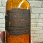 Antique Amber Glass Medicine Bottle Acetanilide Label John Wyeth & Brother